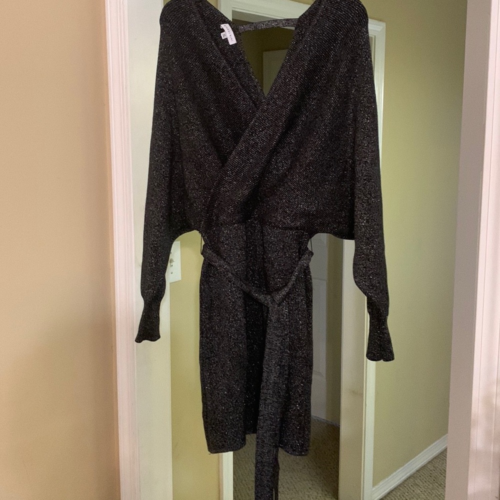 Gianni Bini Black and Silver Sweater Dress